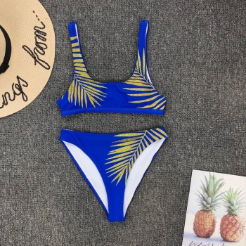 Sexy Leaves Printed Swimsuit High Waist Bikini Women Swimwear Sport Bikini set New Bather Flower Bathing Suit Swim